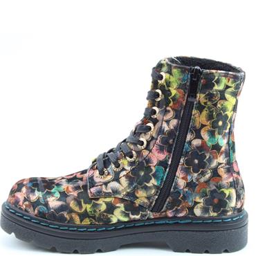 HEAVENLY FEET WOMENS ZIP LACE ANKLE BOOT - AUTUMN GOLD VELOUR
